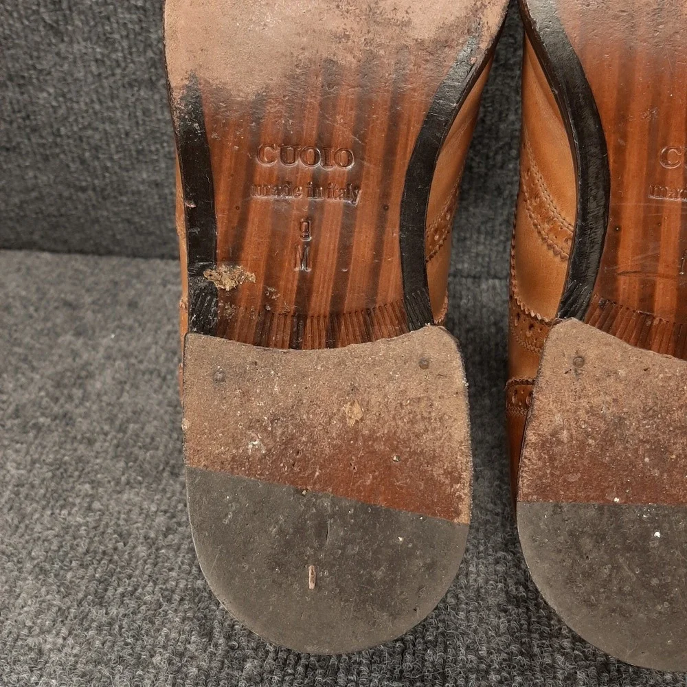 Massimo Matteo Cuoio Wingtip Leather Dress Shoes Men's Size 9M Made in Italy